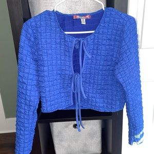 UO Sylvia Bubble Knit Tie-Front Top